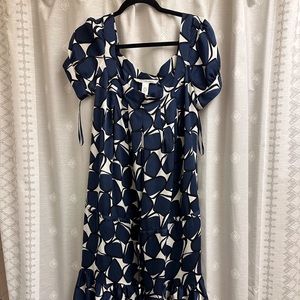Diane Von Furstenberg Navy and White Printed Mini Dress